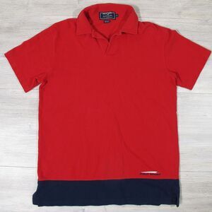 Polo Ralph Lauren Shirt Mens Medium Red Polo Sport Mesh Buttonless Collar Logo